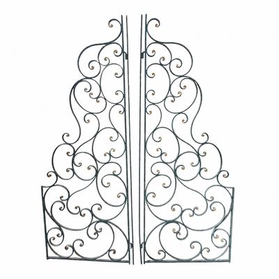 une paire de grilles en fer ornées de volutes à perte de vue