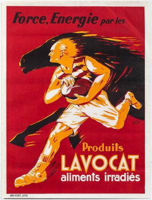 a red poster with a woman running with a basketball ball in her hand