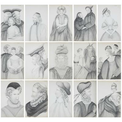 sketches of people from the middle ages of the 16th century