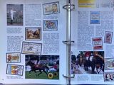 an open book with pictures of horses and people on it