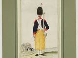an old picture of a man in a uniform with a sword