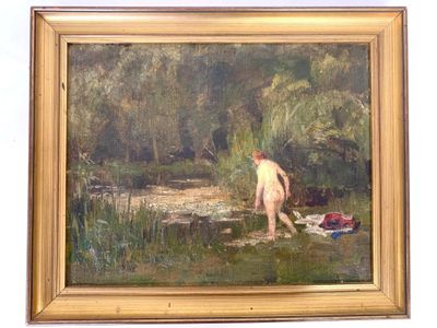 un tableau représentant une femme nue dans l'eau