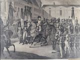 a painting of a group of men riding horses