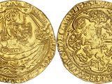 a gold coin with an image of a man and woman on it