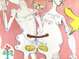 un dessin représentant un homme et une femme sur un oreiller
