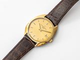 rolex a gentleman ' s 18ct gold wristwatch with brown leather strap