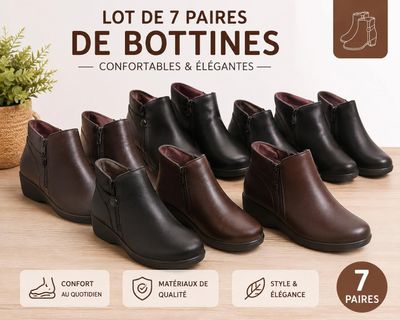 Lot de 7 paires de bottines confortables et élégantes