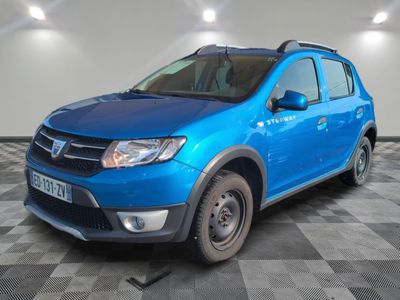 a picture of a bright blue dacia parked in a garage
