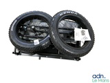 two tires that are attached to the back of a motorcycle