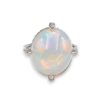 an oplite and diamond ring, by van cleef