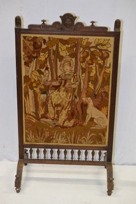 ECRAN de cheminée, ossature bois avec décor en canevas style…