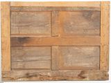 a picture of an old wooden box with some paint on it