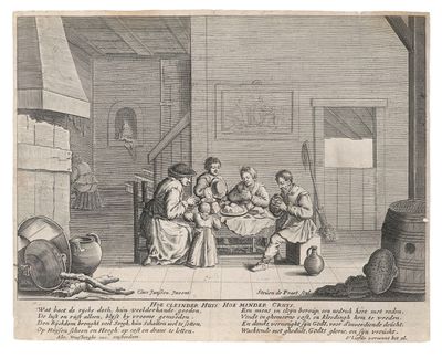 un vieux dessin représentant un groupe de personnes assises autour d'une table