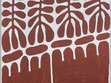 an image of a red and white painting on a white wall