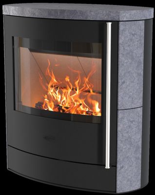 a close up of a stove with a fire inside of it