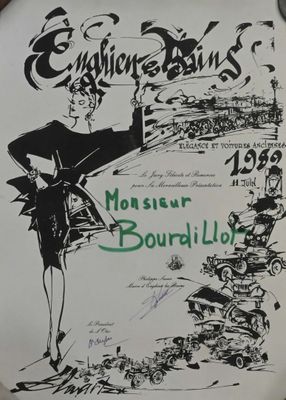 Automobilia Lot de 6 affichettes et une affiche (très usée, …