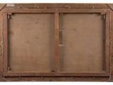 an old wooden frame with two open doors on a white background
