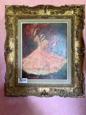 Huile sur panneau signée en haut à droite, La danseuse de fl…