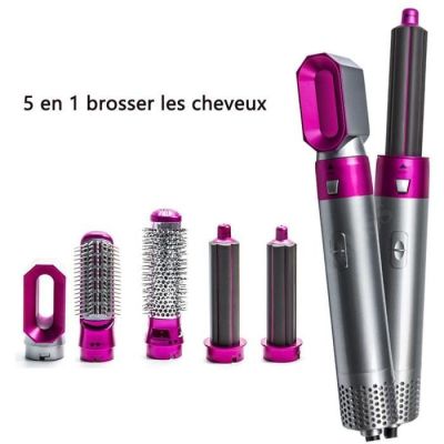 Le sèche-cheveux est équipé de cinq types différents de brosses et de peignes