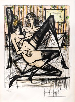l'image d'un dessin représentant une femme assise sur une chaise