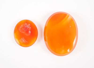 deux fruits posés sur une table