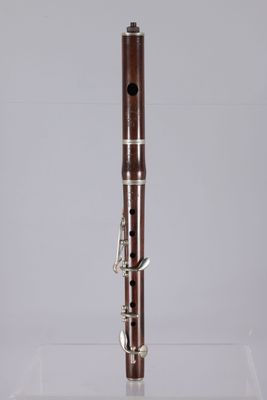 a close up of a clarinet in a clear case