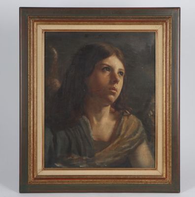 a painting of a woman with a bird in her hand