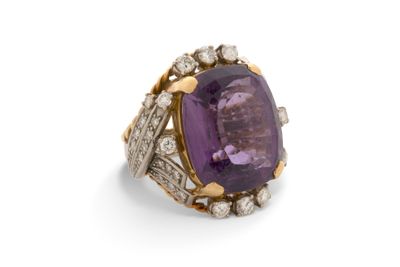 Bague “cocktail” Importante améthyste et diamants taille hui…