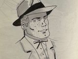drawing of a man in a hat and suit with a cigarette