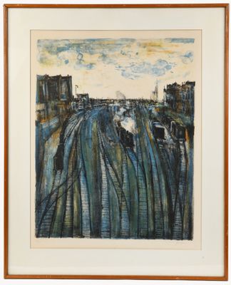 une image représentant une peinture de voies ferrées en ville