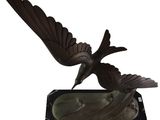 an image of a statue of a bird on a marble base