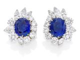 a pair of sapphire and diamond earrings