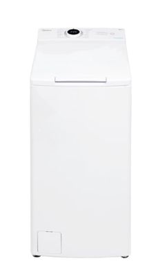 a white washer sitting on top of a white counter