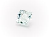 a square cut aquamarinee stone on a white background