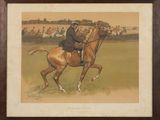 an image of a painting of a man riding a horse in a field
