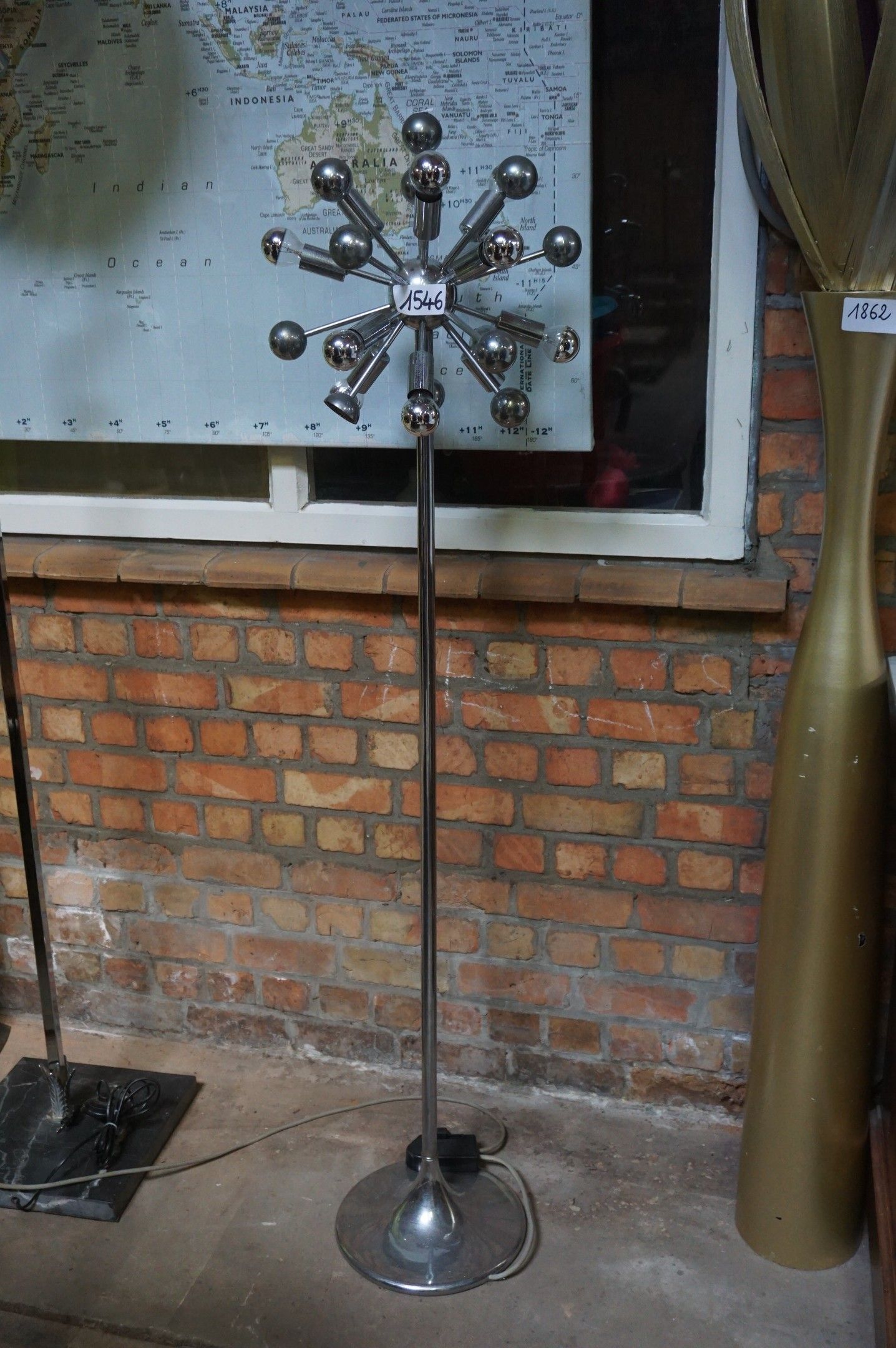 Lampadaire vintage « SPOETNIK » - SPACE AGE - chromé - 1 glo…