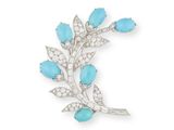 une broche en turquoise et diamants