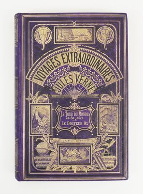 la couverture d'un livre violet et doré, avec l'image d'un château en arrière-plan