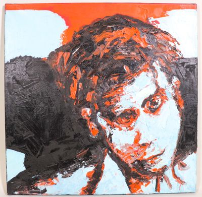 une image représentant un tableau d'une femme peinte à l'orange et au noir