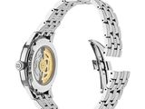 a close up of a watch on a bracelet with a white background
