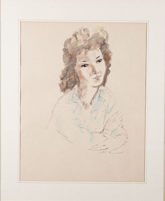 portrait of a woman in a white shirt with a flower in her hair