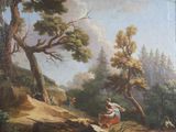 une image d'un tableau représentant un homme et une femme dans un cadre boisé