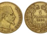 une pièce d'or représentant le profil d'une femme entouré d'une couronne