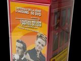 a red box with a picture of two men on it
