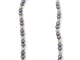 a purple and white pearl necklace on a white background