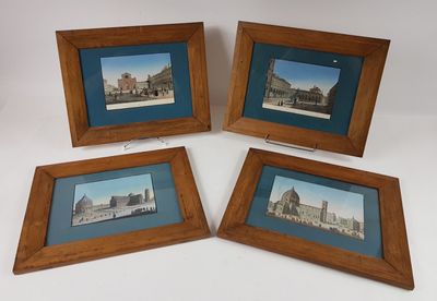 three framed pictures of a building with a dome on top of it