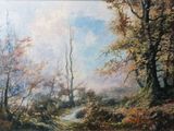 une photo d'un tableau représentant une scène de forêt