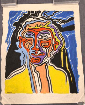 Robert Bouille (1926-2021) - "Portrait", acrylique sur papie…