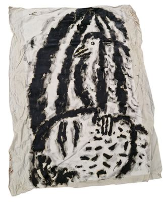 une image représentant une œuvre d'art sur laquelle figure une peinture en noir et blanc