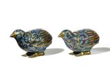 pair of blue and gold bird salt and pepper shakers